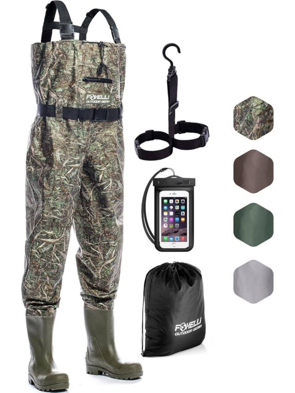 Waterproof Camo Chest Waders for Men & Women - Durable Nylon/PVC Fishing Gear